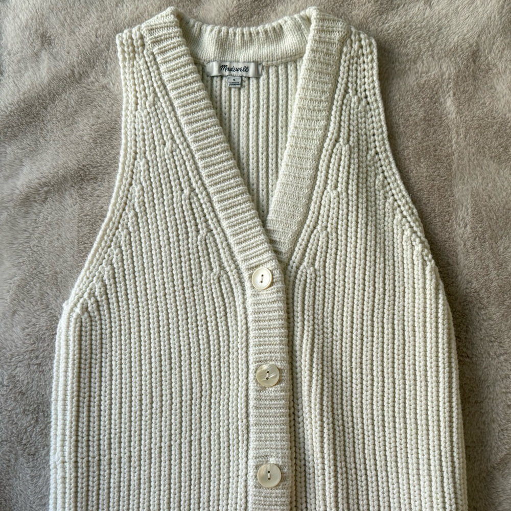 Madewell Cutaway Sweater Vest Bright Ivory Size S - Picture 12 of 12